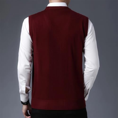 Men's Autumn And Winter Single Buckle Sweater Vest Rhombus V-Neck Body Type Sweaters2