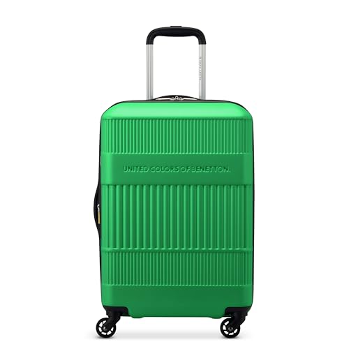 United Colors of Benetton Ribbed Hardside Expandable Luggage with Spinner Wheels, Green, Carry-On 20 Inch