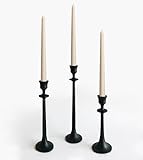 Iron Taper Candle Holder - Set of 3 Decorative Candle Stand - Candlestick Holder for Wedding, Dinning, Party - Black