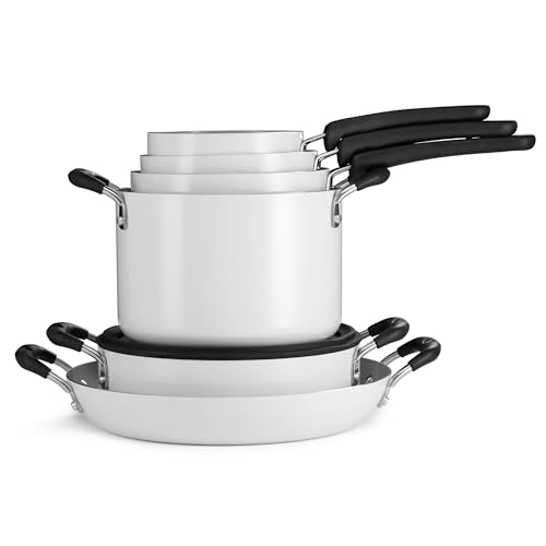 Image of Tramontina Ceramic Non Stick 11-Piece Nesting Pots and Pans Set - White