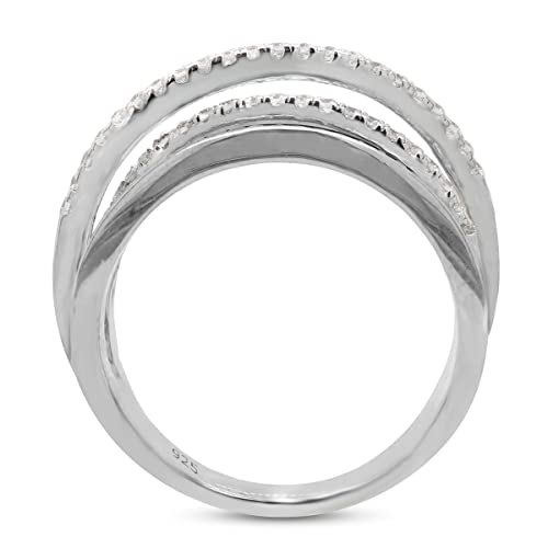SAVEARTH DIAMONDS 1/4 cttw Round Cut Lab Created Moissanite Diamond Crossover Statement Ring Wedding Bands for Women In 14K Gold Over Sterling Silver (VVS1 Clarity, 0.25 Cttw)4