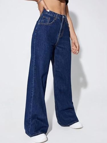 Image of Women's High Waist Denim Jeans | Straight, Relaxed, Wide Leg & Baggy Fit | High Rise Loose Oversized Denim Pants for Women | Comfortable Casual Everyday Wear | Oversized Woman baggys