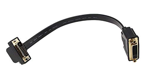 zdyCGTime Cable de extensión DVI, 1 ft Soporte de Slim DVI-D Dual Link 24 + 1 Digital Vídeo 90 Degree Ángulo Macho a DVI Hembra Cable de extensión