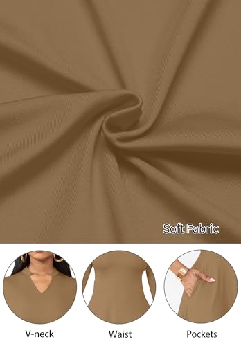 Image of Nmoder Casual Dresses for Women Semi Formal Fit and Flare 3 /4 Sleeve A-line Church Work Dress with Pockets