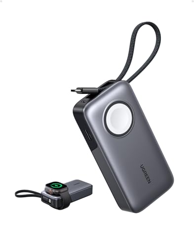 UGREEN Nexode 10000mAh Powerbank für iWatch5WPD30W USB-C Zwei-Wege-Schnellladung integriertes USB-C Kabel LED-Bildschirm für iPhone 17 Pro iPhone 17 Pro MaxGalaxy S25 Ultra usw