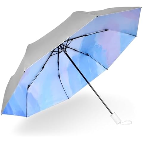 Cuby UV Sun Umbrella Compact Folding Umbrella lightweight Portable Manual Travel Umbrella for Rainproof & 99% UV Protection with Black Anti-UV Coating(Manual Umbrella-Blue) Cover