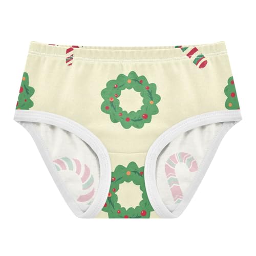 Girls' Triangle Panties Briefs Underwear for Kid Christmas Wreath Candy Cane Pattern