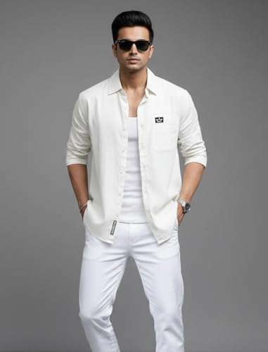 Image of IndoPrimo Men's Regular Fit Cotton Casual Shirt | Premium Solid Full Sleeve Shirt