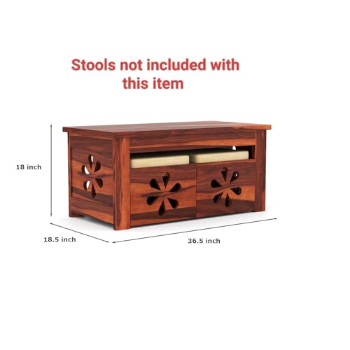 Image of Sheesham Wooden Coffee Table for Home, Living Room Furniture | Solid Wooden Center Table for Living Room, Meeting Room Sofa Side Table Center Tea Table, Flower- Honey Finish