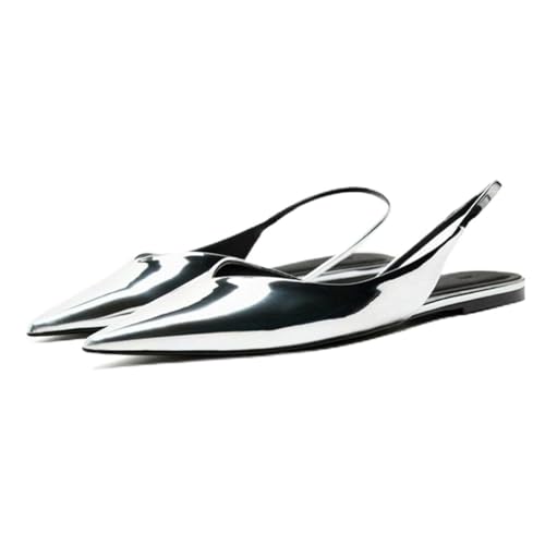 MRKEWUNEY Fashion Slingback Falt Heel for Women Pointed Toe Wedding