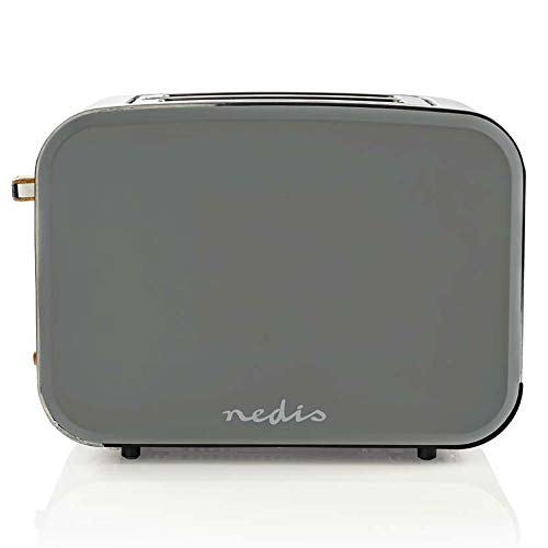 TronicXL ECO Toaster Holz Design Applikationen + grau Soft-Touch + Edelstahl silber - 6-Stufen - 900W - Designer Retro… – Bild 3