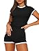 Sampeel Lounge Sets for Women Short Two 2 Piece Sets 2026 Spring Summer Workout Clothes Casual Matching Clothing Fashion Athletic Gym Yoga Sets Cute Trendy Color Block Tops and Shorts Set Black M