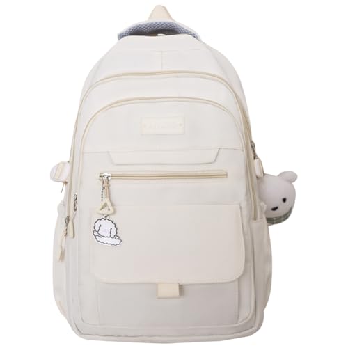 Backpack Lightweight Casual Travel Daypack Large Capacity Bag Nylon Rucksack for Women (Beige)