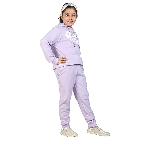 Image of LABEL MY Girls Cotton Loop Knit Full-Sleeve Printed Hoodie Sweatshirt & Joggers Tracksuit | Comfortable and Stylish Coord Set for Kids & Teens| 5-16 Years