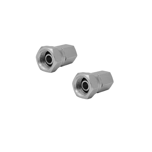 Image of (2-PACK) 1405-02-04 Hydraulic Hose Adapter Fitting 1 /8 inch Female (1 /8 inch-27NPTF)x1 /4 inch Female Swivel (1 /4 inch-18NPSM) Straight Pipe Connector Carbon Steel