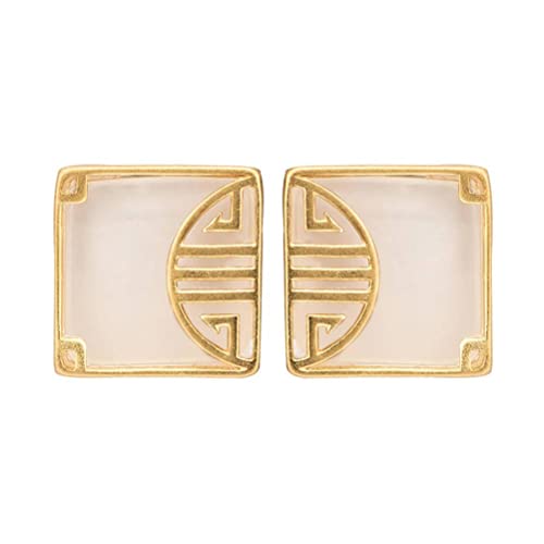 Clous d'oreilles S925 anti-allergie en calcédoine pour oreilles sensibles