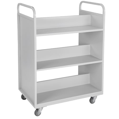 Rolling Bookshelf Slanted Single Sided Metal Cart