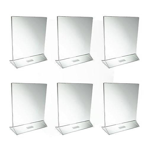 TrueCraftware- Set of 6 Acrylic Menu Sign Photo Table Holders Clear 8-1/2” x 11”- Upright Table Desk Displays Double Sided Table Menu Stands Picture Frames for Wedding Table Numbers Restaurant Signs