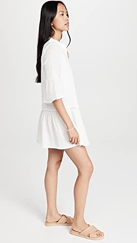 Monrow Women's Easy Mini Dress, Natural, White, L #TOP3