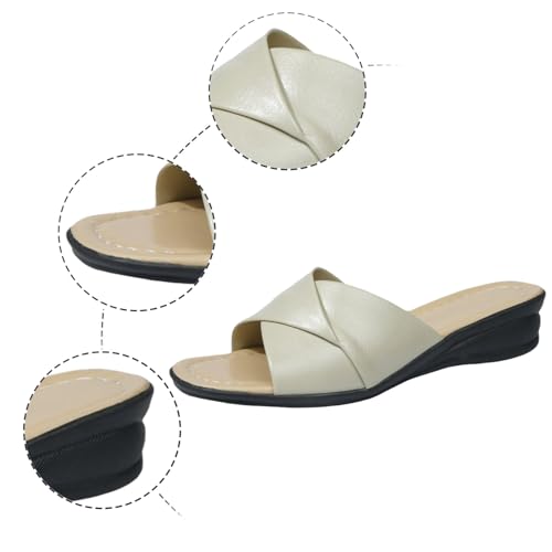 Women's Summer Fashion Leather Open Toe Cool Slippers Casual Comfortable Outdoor Beach Adult Character Slippers Women2