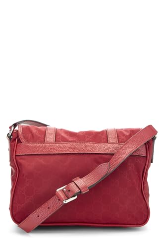 Pre-Loved Red GG Nylon Buckle Flap Messenger Small, Red4