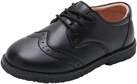 S. Tedazo Boy's Girl's Classic Lace-Up Dress Shoes School Uniform Oxford Comfort Walking Loafer Flats Black
