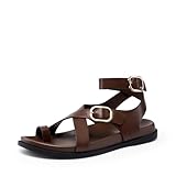 DREAM PAIRS Womens Strappy Sandals Flat Thong Comfortable Footbed PLatform Summer Fashion Vocation Shoes,Size 7,Brown,SDFS26015W