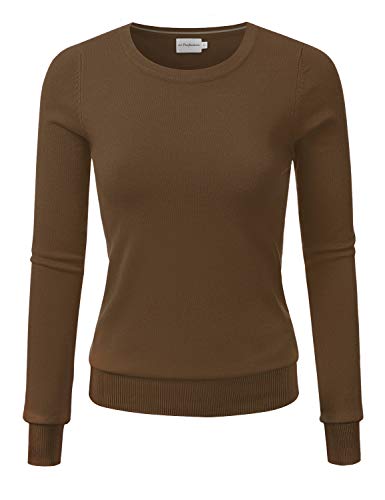 JJ Perfection Simple Soft Knit Sweater Crew Neck Long Sleeve Casual Basic Pullover Sweater Tops for Womens with Plus Size
