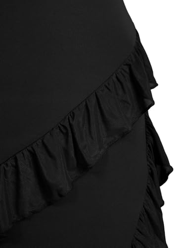 Rosegalette Women's Sexy Elegant Evening Gown High Split Side Ruffles Open Back Maxi Dress for Prom, Black, S — view 5