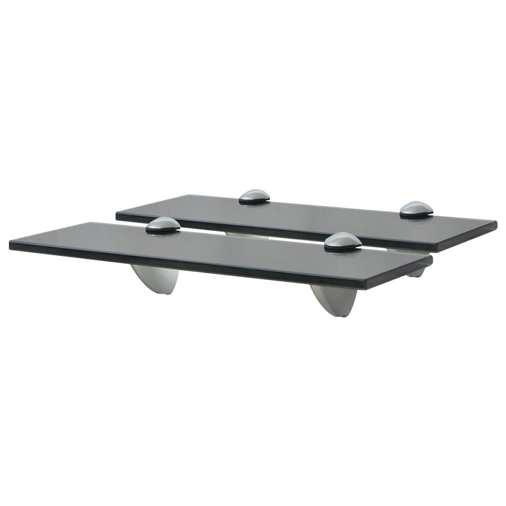 Juego de 2 estanterías flotantes de cristal para baño, cocina, sala de estar, color negro, 30 x 10 cm, 8 mm, con capacidad de carga de 10 kg y soporte de zinc, diseño moderno