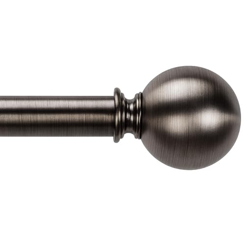Nickel Curtain Rods for Windows 18 to 45 inches, 1 Inch Modern Metal Drapery Rods, Adjustable Heavy Duty Curtain Pole with Round Finials(18"-45"Antiqu