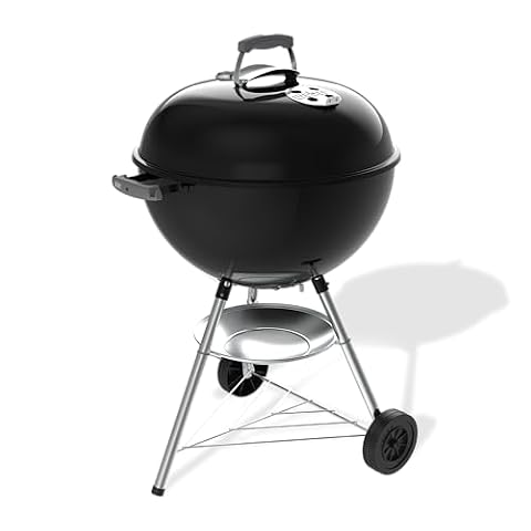 Weber Grill Węglowy Weber Bar-B-Kettle (Wersja 2026), Pokrywa i Miska Pokryte Emalią Porcelanową, Powierzchnia do Gotowania 57 cm, Termometr, Popielnik, Stojak Trójnożny i Kółka, Czarno-Srebrny