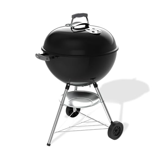 Weber Bar-B-Kettle Charcoal Barbecue, 57 cm Cooking Surface, Porcelain-Enamelled Lid and Kettle, Thermometer, Ash Tray, Tripod Stand with Wheels, Black-Silver (1502062)