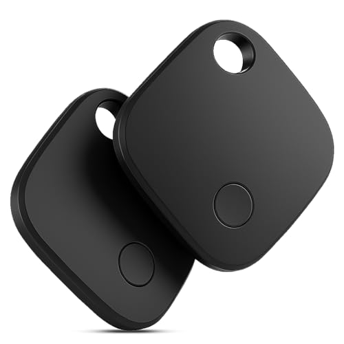 Air Tag Tracker Smart Bluetooth Item Finder - 2 Pack, Compatible with Apple Find My (iOS Only) IP67 Waterproof, Replaceable Battery, Suitable for Luggage, Bags, Wallets, Keys Tracking Tag, Black