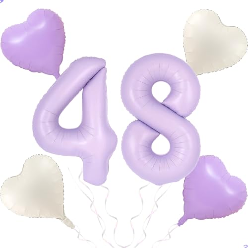 40 inch Light Purple Number 48 84 Balloon for Lavender Birthday Decorations, Large Lavender 48 84 Balloon Number 48 84th Party Decorations,Lilac 48 84 Year Old Birthday Balloon Pary Supplies Favors
