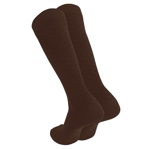 Image of Truform Pattern Compression Socks, 8-15 mmHg, Men & Women's Diamond Knit Dress Socks, Knee High Over Calf Length, Charcoal, Medium