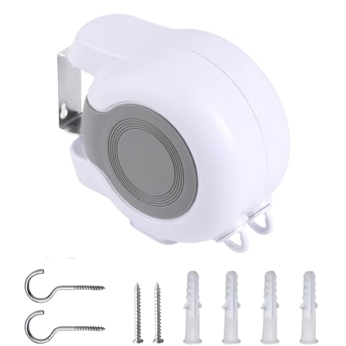 Image of Heavy Duty 30M Cordomatic Retractable Washing Line | Twin Auto Reel Wall Mounted Clothesline | Double Cable Indoor & Outdoor Clothes Dryer | 2 x 15M | Easy Install | UK Gardens & Homes