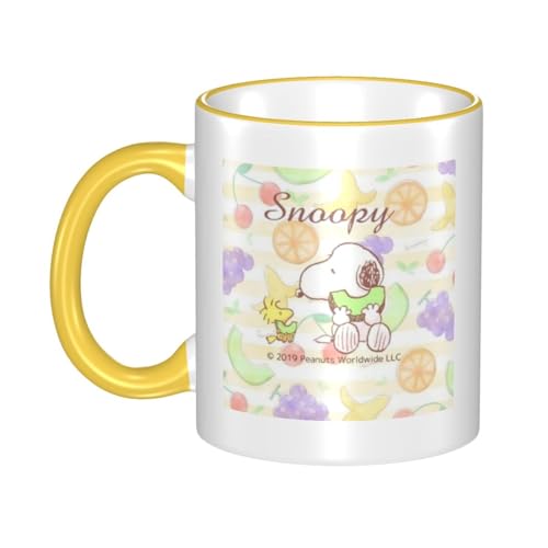 スヌーピー マグカップ 保温・保冷 電子レンジ対応 コーヒーカップ 陶器 セラミック 耐高温 軽量 個性人気 誕生日プレゼント大容量 Yellow