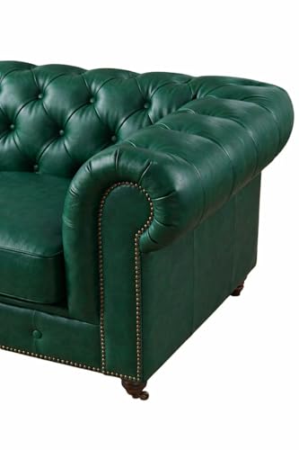 Image of Modern Classic Design Leatherette Luxury Chester Sofa Set with Button Tufted, Sofa for Living Room Home, Office, Bar, Hotel, Restaurant and Lobby Furniture Living Room Set (Green, 1 Seater Sofa)