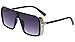 Vienna Square One Piece Flat Top Side Shield Men Women Aviator Sunglasses AV-1699 (Navy Blue Silver)