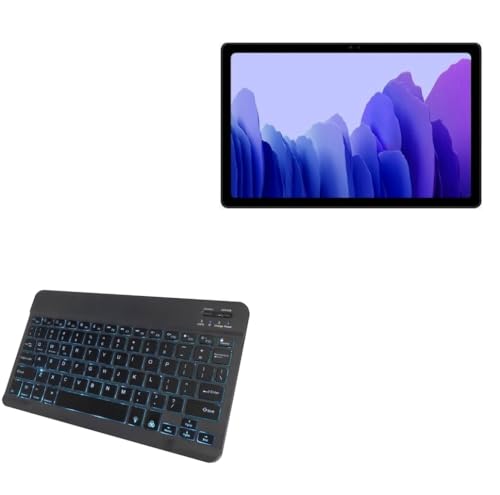 BoxWave Keyboard Compatible with Samsung Galaxy Tab A7 (7.0 in) - SlimKeys Bluetooth Keyboard - with Backlight, Portable Slim LED 7 Colors - Jet Black