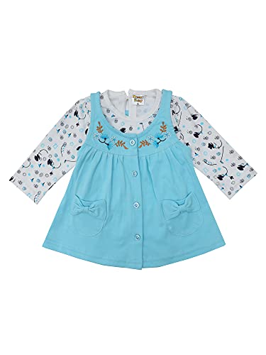 Image of NammaBaby Premium Baby Girls Full Sleeves Frock with Pant Baby Girl's Cotton Frock with Leggings, Frill Frock - Pack of 1