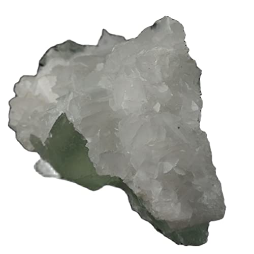 Fluorite Verte Naturelle brute de collection, intercroissance Calcite Blanche - 3