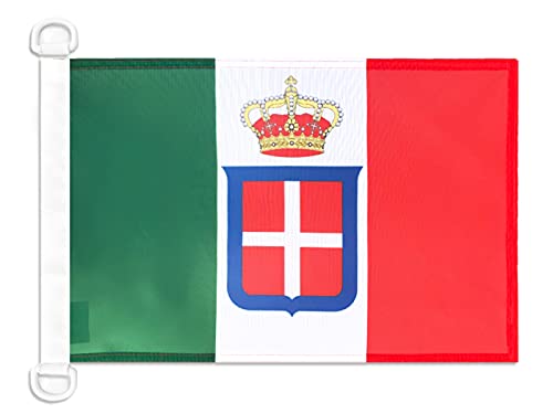 AZ FLAG - Drapeau Royaume d’Italie couronne - 45x30 cm - Pavillon Nautique Italien Marine Militaire Spécial Bateau Et Extérieur En Maille Bloquée Avec Anneaux Plastiques Intégrés - 30g