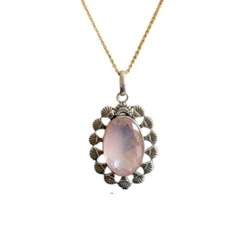 Collier quartz rose naturel LKBEADS, pendentif ovale et artisanat d'art d'exception