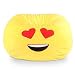 GoMoji Emoji Ergonomic, Heart Eyes Soft Fur, Durable, Very Comfortable Bean Bag Chair Love Yellow