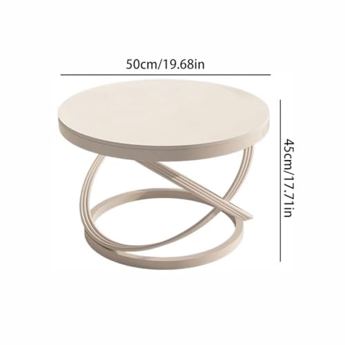 Table basse ronde en ardoise anti-tache et table d'appoint compacte style crème moderne - 4
