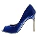 Angkorly - Zapatillas Moda Tacón escarpín Slip-on Peep-Toe Decollete Mujer Patentes Tacón...