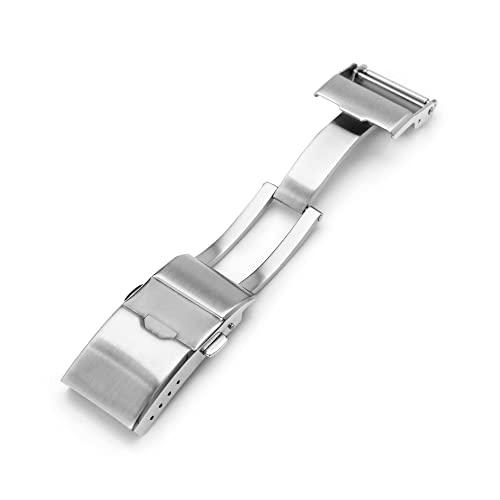 Miltat 18Mm Baton Clasp Tri-Fold Brushed Stainless Steel Watch Band Buckle #TOP2