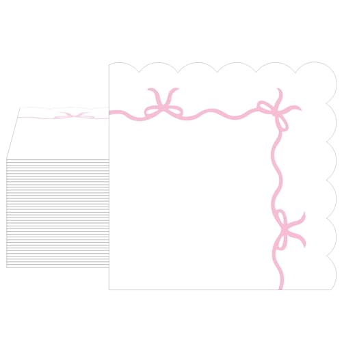 40PCS Pink Bow Paper Napkins Bachelorette Decorations 6.5 x 6.5 Disposable Bow Theme Party Napkins Coquette Birthday Party Bridal Engagement Decor Girl Baby Shower Table Supplies
